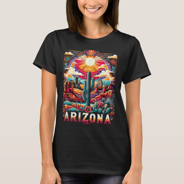 Arizona State Shirt Az Retro Desert Cactus Family T Shirt (Framsida)