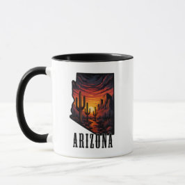 Arizona State Tatto Stil Desert Sunset $ Cactus Mugg