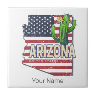 Arizona State United Stater Retro Karta Vintage US Kakelplatta