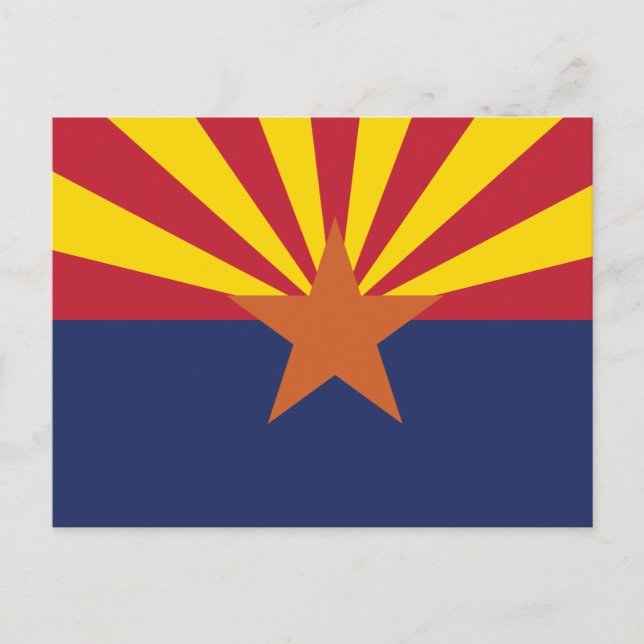 Arizona Statlig flagga Copper Star & Desert Sol Ra Vykort (Framsida)