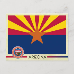 Arizona Statlig flagga och Seal Vykort