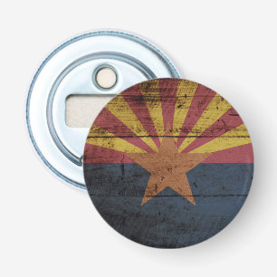 Arizona statlig flagga på gammalt Wood korn Flasköppnare