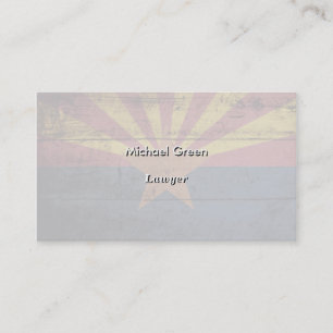 Arizona statlig flagga på gammalt Wood korn Visitkort