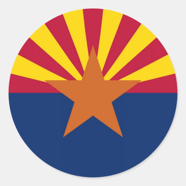 Arizona Statlig flagga Runt Klistermärke (Framsida)