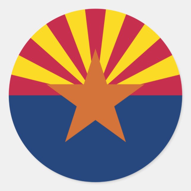 Arizona Statlig flagga Runt Klistermärke (Framsida)