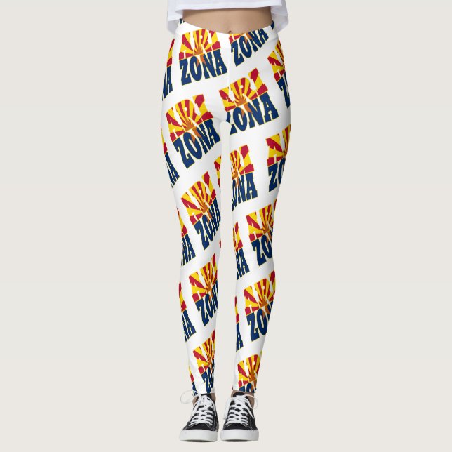 Arizona statlig flagga text mönster leggings (Framsida)
