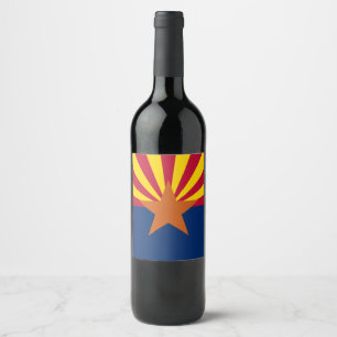 Arizona Statlig flagga Vinflaska Etikett