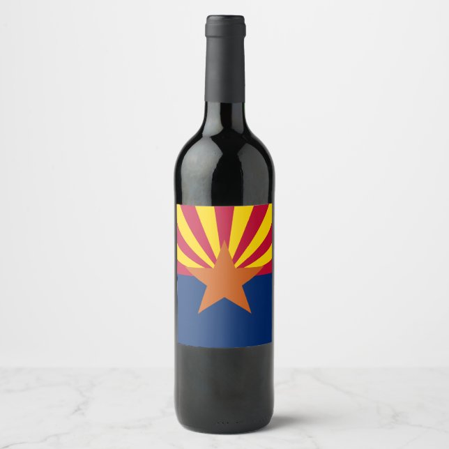 Arizona Statlig flagga Vinflaska Etikett (Framsida)
