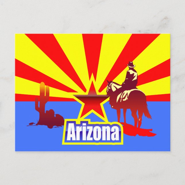 Arizona statsflagga vintage ritning vykort (Framsida)