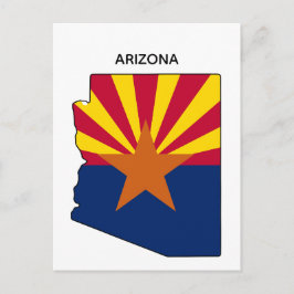 Arizona Statskarta Statsflagga Vykort