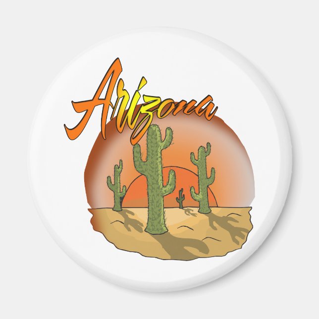 ARIZONA Sunset Cactus Magnet (Framsidan)