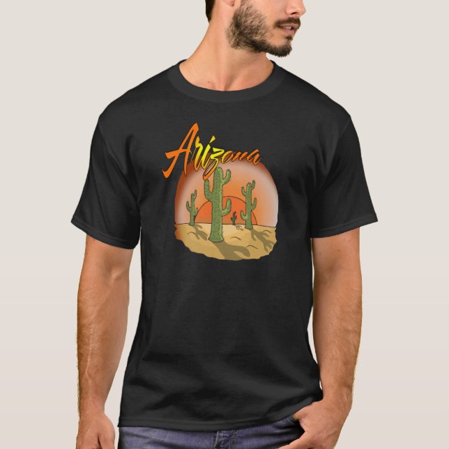 ARIZONA Sunset Cactus Tee Shirt (Framsida)