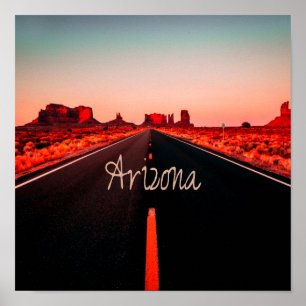 Arizona Sunset Desert Red Sten Poster
