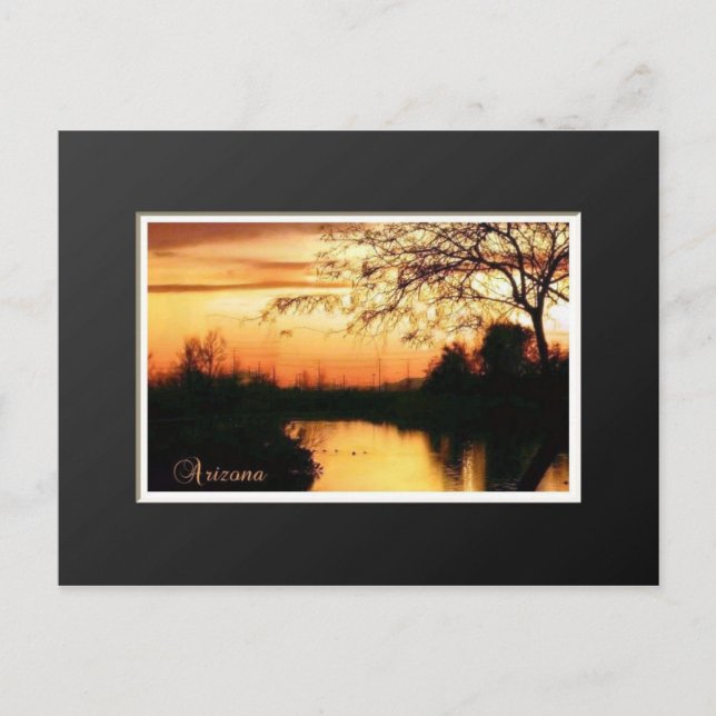 Arizona sunset in orange and black postcard vykort (Framsida)