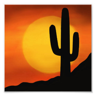 Arizona Sunset med Cactus på Horizon Digital Fototryck