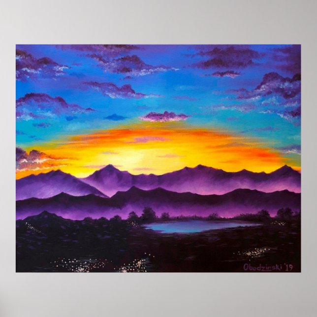 “Arizona Sunset” Mountains Scenic Art Poster Print (Framsidan)