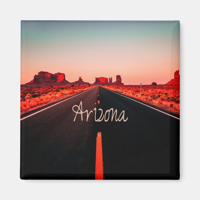 Arizona Sunset Öken Röda Klippor Magnet (Framsidan)