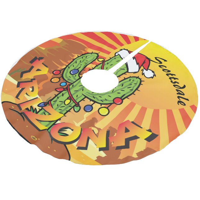 ARIZONA Sunset Saguaro Cactus CHANGE TOWN Julgransmatta Borstad Polyester (Vinklad)