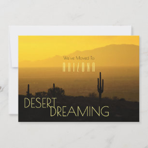 Arizona Sunset Saguaro Cactus Flytta Announcement Meddelande