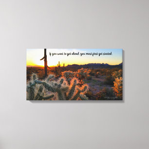 Arizona Sunset Sonoran Desert Cactus med citat Canvastryck
