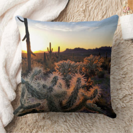 Arizona Sunset Sonoran Desert with Saguaro Cactus Kudde