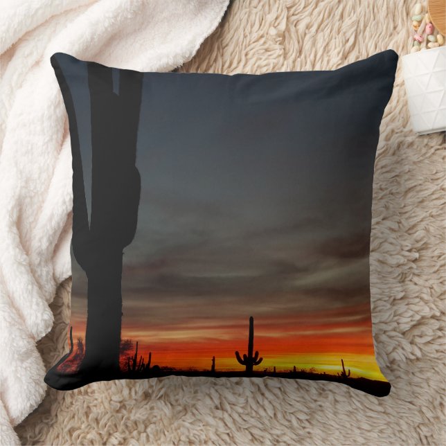 Arizona Sunset Sonoran Desert with Saguaro Cactus Kudde (Filt)