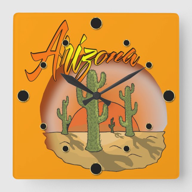 Arizona Sunset Wall Clock Fyrkantig Klocka (Framsida)