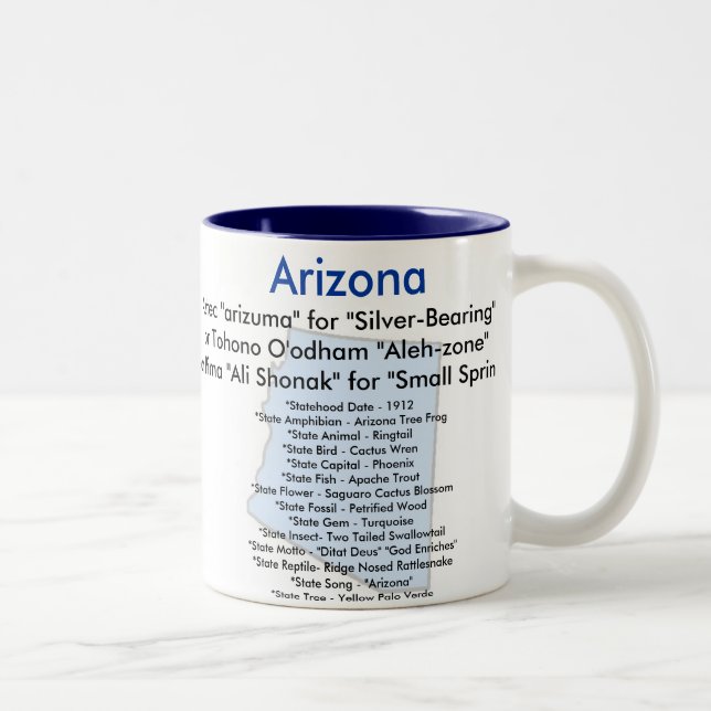 Arizona symboler och karta Två-Tonad mugg (Höger)