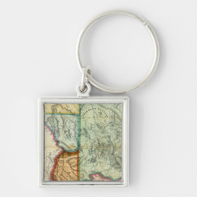 Arizona Territorium Fyrkantig Silverfärgad Nyckelring (Framsidan)