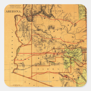 Arizona TerritoryPanoramic MapArizona Fyrkantigt Klistermärke