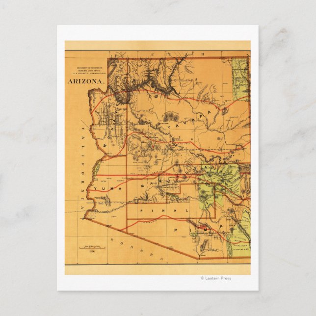 Arizona TerritoryPanoramic MapArizona Vykort (Framsida)