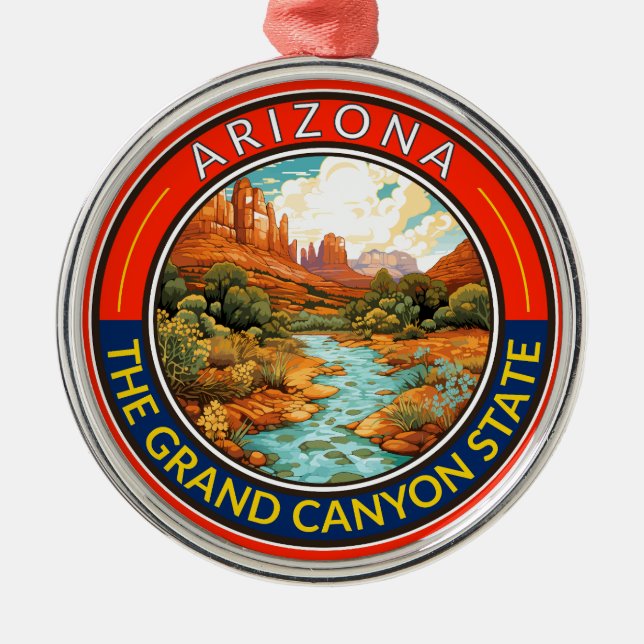 Arizona Travel Art Badge Julgransprydnad Metall (Framsidan)