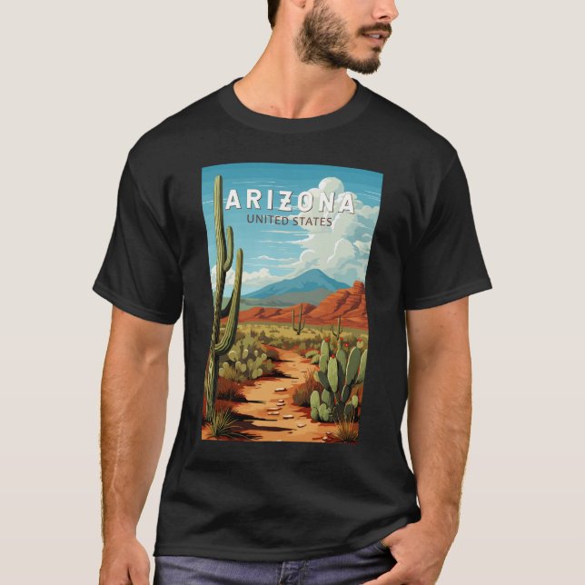 Arizona Travel Art Vintage T Shirt (Framsida)