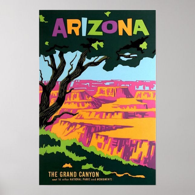 Arizona tryck Grand Canyon konst resor affisch (Framsidan)