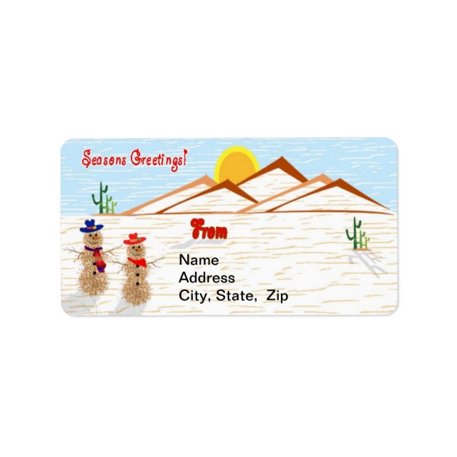 Arizona Tumbleweed Snögubbe jul Adressetikett (Framsidan)