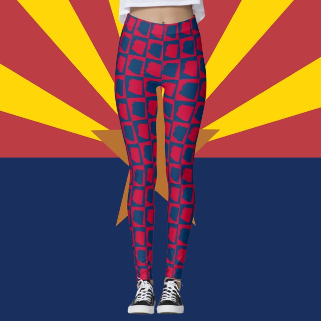 Arizona US State Red och Blue Mönster Leggings (A pair of leggings featuring the US state of Arizona in red and blue.)
