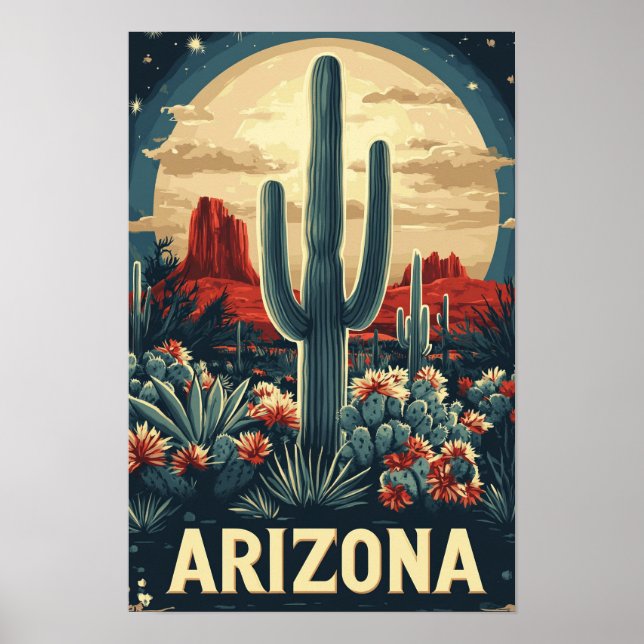 Arizona USA Art Vintage Illustration Travel Poster (Framsidan)