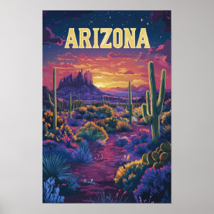 Arizona USA Vintage Illustration Travel Poster