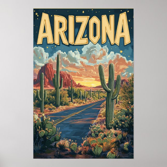 Arizona USA Vintageillustration Resa Poster (Framsidan)