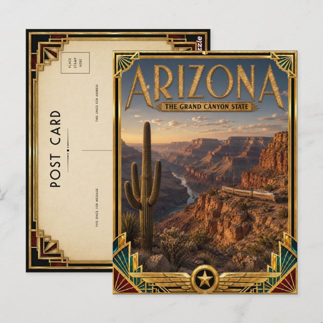 Arizona Vintage Art Deco Golden Age Vykort (Fram/baksida)