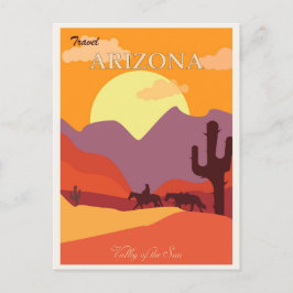 Arizona Vintage Desert Cactus Mountain Travel Vykort