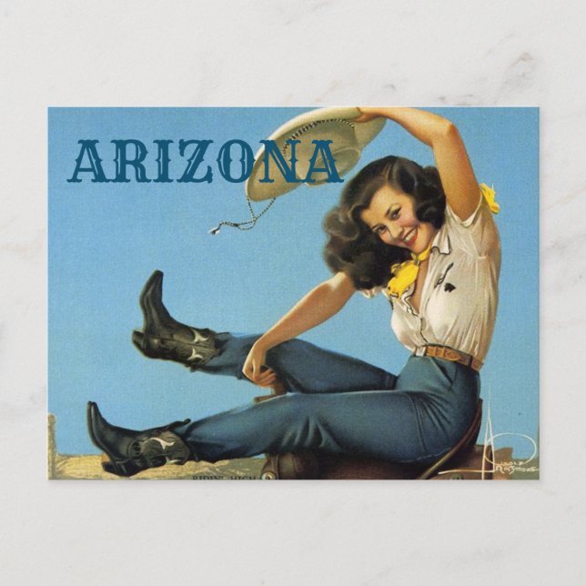 Arizona Vintage resor Cowgirl Vykort (Framsida)