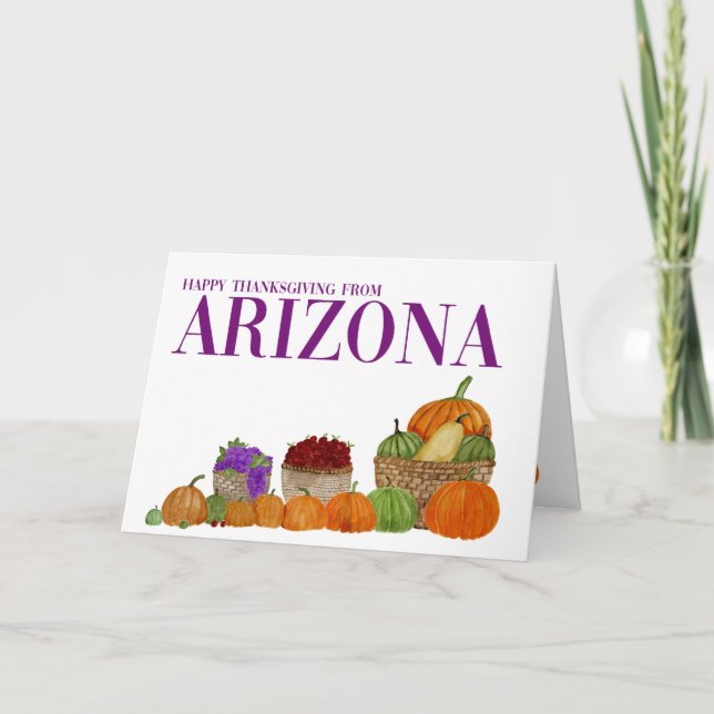 Arizona Watercolor Pumpkins Thanksgiving Card Kort (Framsida)