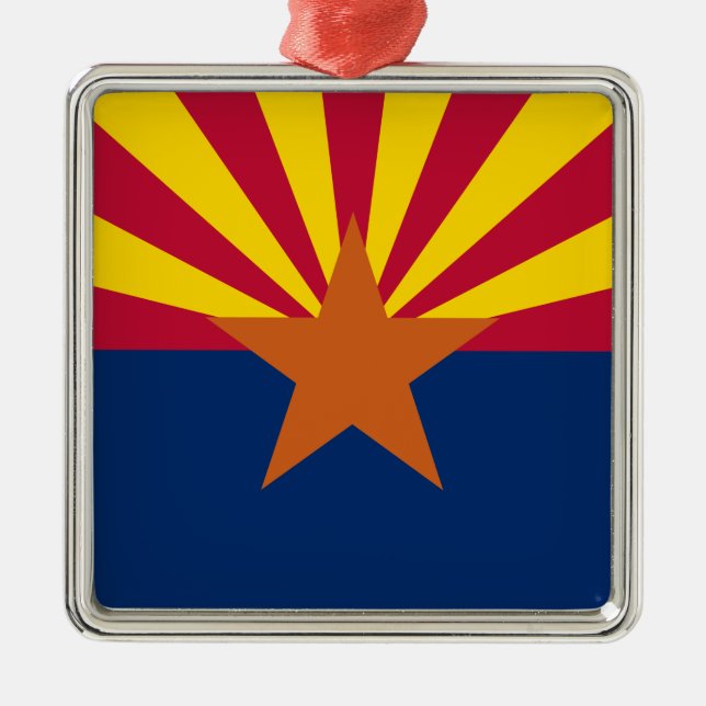 Arizonaflagga: Solnedgångsstjärna, Kopparstaten Julgransprydnad Metall (Framsidan)
