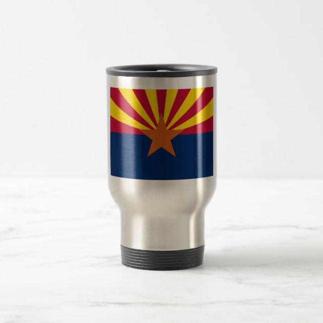 Arizonaflagga: Solnedgångsstjärna, Kopparstaten Resemugg (Center)