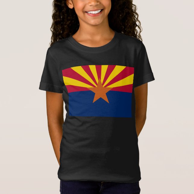 Arizonaflaggan: Solnedgångsstjärna, Kopparstaten T Shirt (Framsida)
