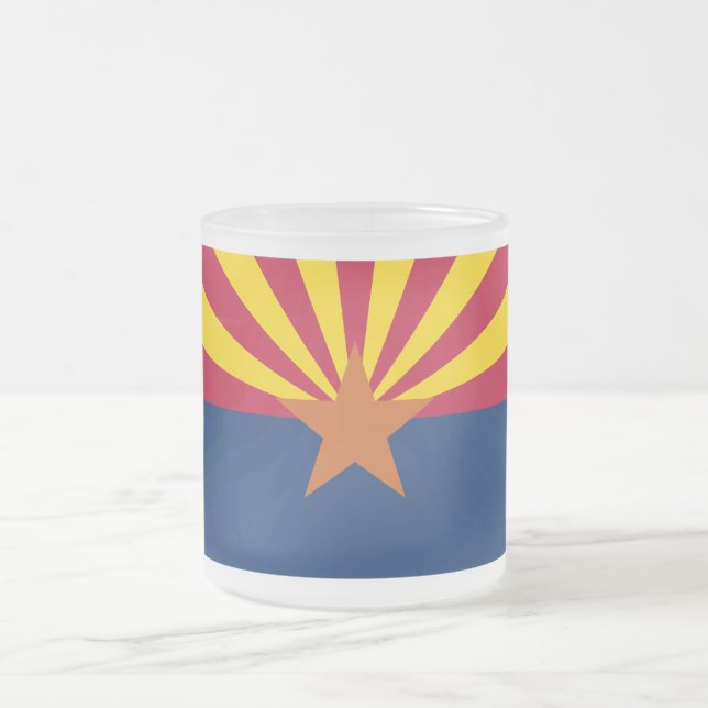 Arizonas flagga: Stjärna som sätter solen, Koppars Frostad Glasmugg (Center)