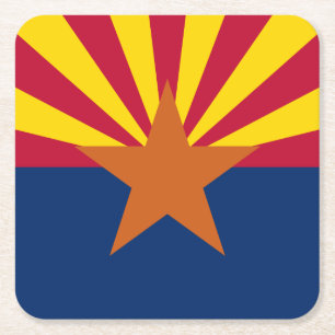 Arizonas flagga: Stjärna som sätter solen, Koppars Underlägg Papper Kvadrat