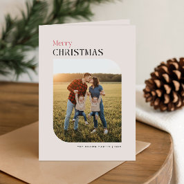 Ark Familjefoto Röd Svart Vikad Julkort Helgkort