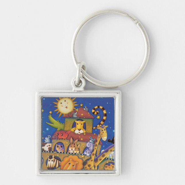 Ark Fyrkantig Silverfärgad Nyckelring (Framsidan)